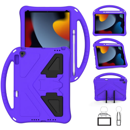 For iPad 10.2 2021 / 2020 / 2019 EVA Flat Anti Falling Protective Case Shell with Holder(Purple) - iPad 10.2 Cases by buy2fix | Online Shopping UK | buy2fix