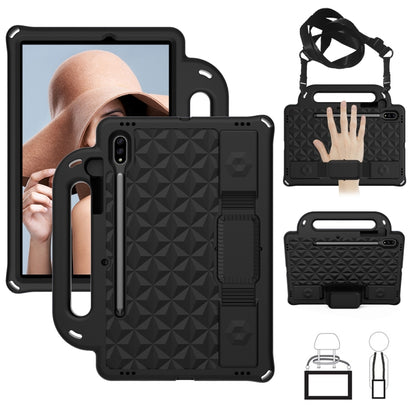 For Galaxy Tab S8 / Galaxy Tab S7 T870/T875 Diamond Series EVA Anti-Fall Shockproof Sleeve Protective Shell Case with Holder & Strap(Black) by buy2fix