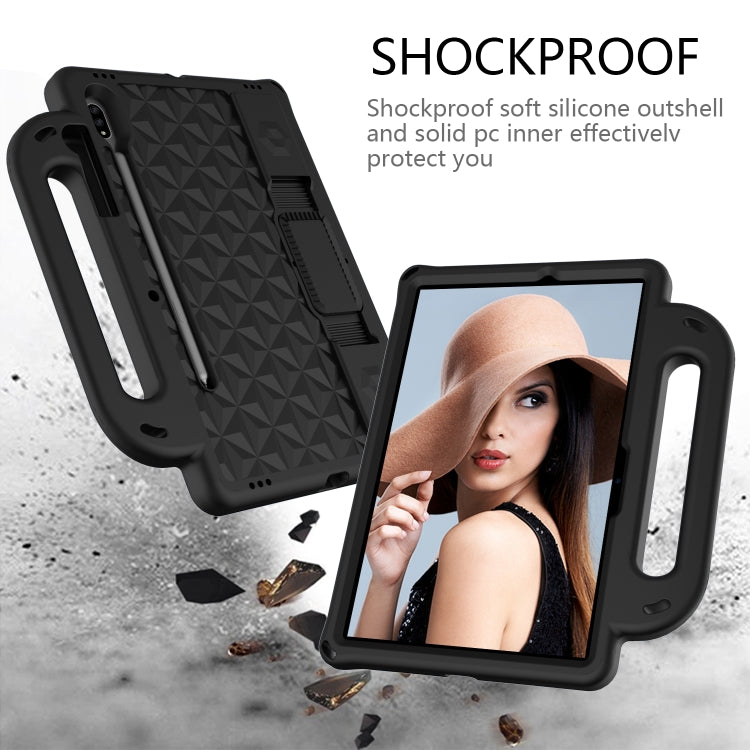 For Galaxy Tab S8 / Galaxy Tab S7 T870/T875 Diamond Series EVA Anti-Fall Shockproof Sleeve Protective Shell Case with Holder & Strap(Black) by buy2fix