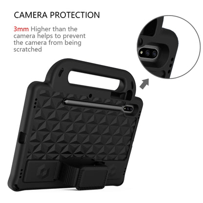For Galaxy Tab S8 / Galaxy Tab S7 T870/T875 Diamond Series EVA Anti-Fall Shockproof Sleeve Protective Shell Case with Holder & Strap(Black) by buy2fix