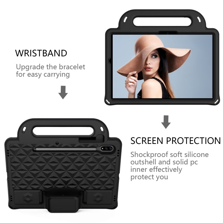 For Galaxy Tab S8 / Galaxy Tab S7 T870/T875 Diamond Series EVA Anti-Fall Shockproof Sleeve Protective Shell Case with Holder & Strap(Black) by buy2fix