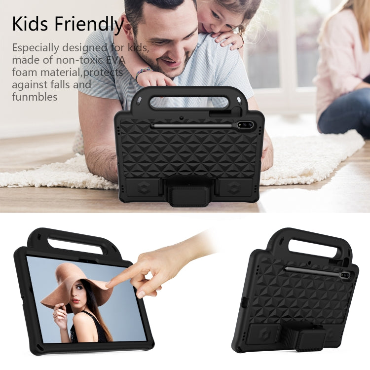 For Galaxy Tab S8 / Galaxy Tab S7 T870/T875 Diamond Series EVA Anti-Fall Shockproof Sleeve Protective Shell Case with Holder & Strap(Black) by buy2fix