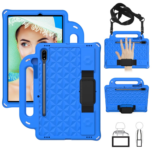 For Galaxy Tab S8 / Galaxy Tab S7 T870/T875 Diamond Series EVA Anti-Fall Shockproof Sleeve Protective Shell Case with Holder & Strap(Blue) by buy2fix