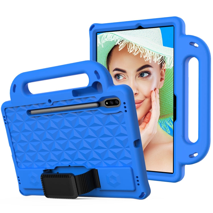 For Galaxy Tab S8 / Galaxy Tab S7 T870/T875 Diamond Series EVA Anti-Fall Shockproof Sleeve Protective Shell Case with Holder & Strap(Blue) by buy2fix