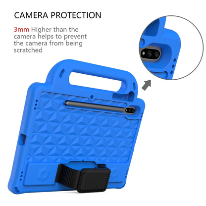 For Galaxy Tab S8 / Galaxy Tab S7 T870/T875 Diamond Series EVA Anti-Fall Shockproof Sleeve Protective Shell Case with Holder & Strap(Blue) by buy2fix