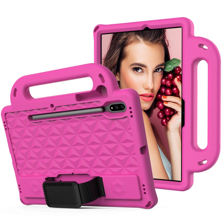 For Galaxy Tab S8 / Galaxy Tab S7 T870/T875 Diamond Series EVA Anti-Fall Shockproof Sleeve Protective Shell Case with Holder & Strap(Rose Red) by buy2fix