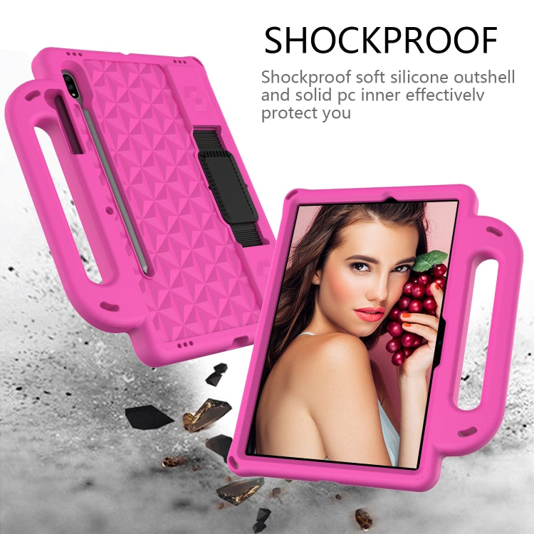 For Galaxy Tab S8 / Galaxy Tab S7 T870/T875 Diamond Series EVA Anti-Fall Shockproof Sleeve Protective Shell Case with Holder & Strap(Rose Red) by buy2fix