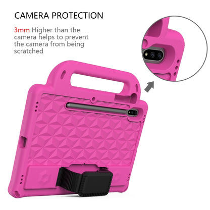 For Galaxy Tab S8 / Galaxy Tab S7 T870/T875 Diamond Series EVA Anti-Fall Shockproof Sleeve Protective Shell Case with Holder & Strap(Rose Red) by buy2fix