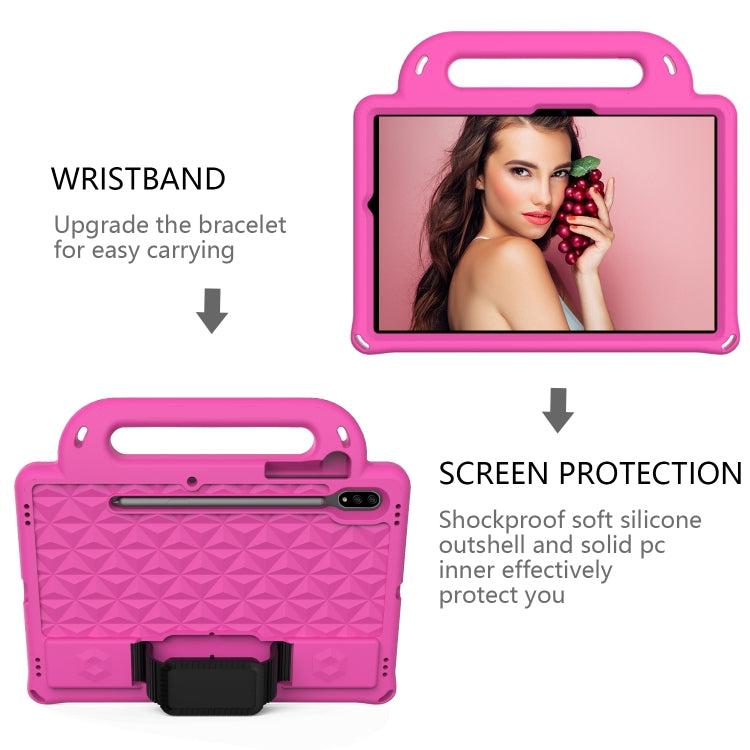 For Galaxy Tab S8 / Galaxy Tab S7 T870/T875 Diamond Series EVA Anti-Fall Shockproof Sleeve Protective Shell Case with Holder & Strap(Rose Red) by buy2fix