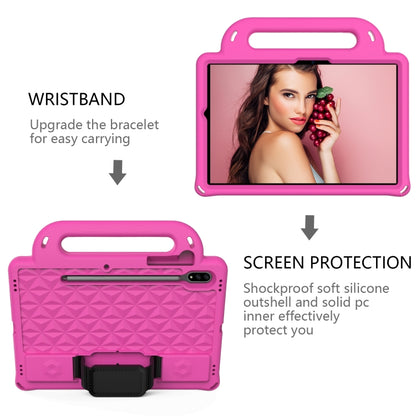 For Galaxy Tab S8 / Galaxy Tab S7 T870/T875 Diamond Series EVA Anti-Fall Shockproof Sleeve Protective Shell Case with Holder & Strap(Rose Red) by buy2fix
