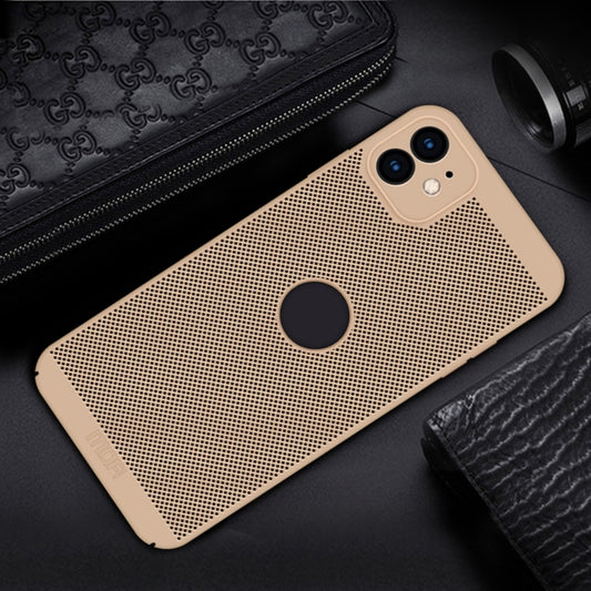 For iPhone 12 mini MOFi Honeycomb Texture Breathable PC Shockproof Protective Back Cover Case (Gold) by MOFI