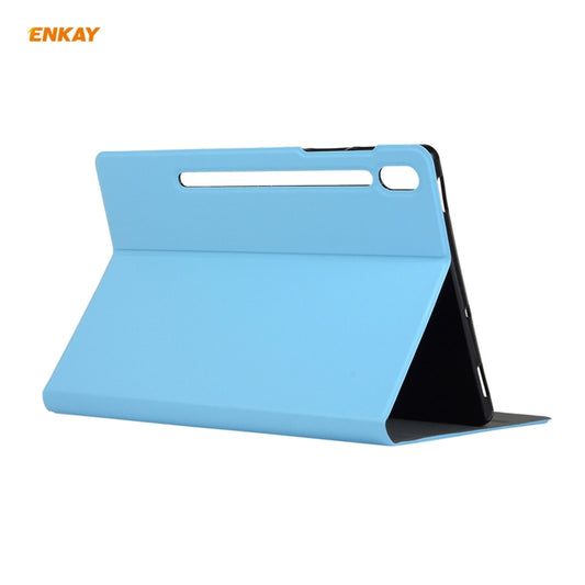 For Samsung Galaxy Tab S8 / Galaxy Tab S7 11.0 T870 / T875 ENKAY Horizontal Flip PU Leather + TPU Smart Case with Holder & Sleep / Wake-up Function(Light Blue) - Galaxy Tab S8 Cases by ENKAY | Online Shopping UK | buy2fix