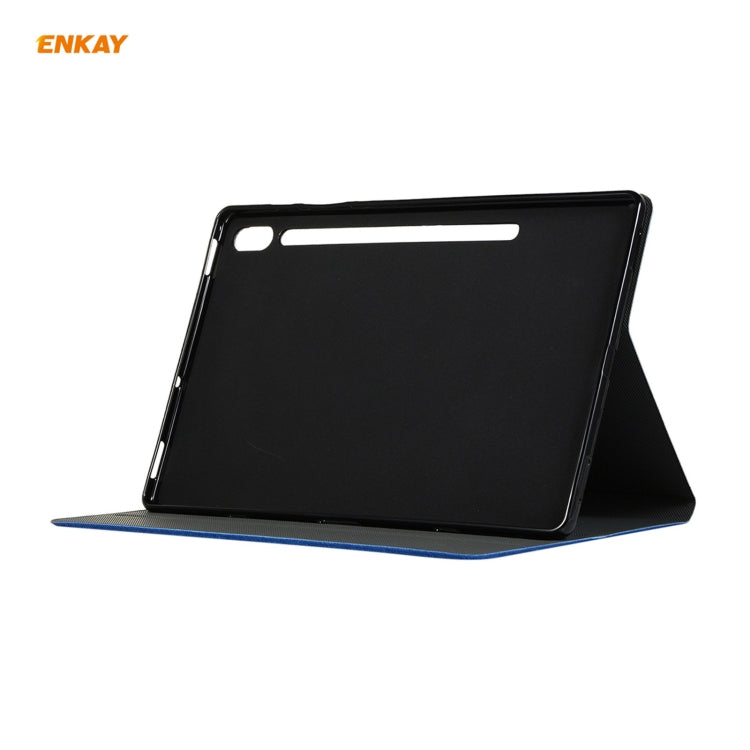 For Samsung Galaxy Tab S8 / Galaxy Tab S7 11.0 T870 / T875 ENKAY Coarse Cloth Pattern PU Leather + TPU Smart Case with Holder & Sleep / Wake-up Function(Grey) - Galaxy Tab S8 Cases by ENKAY | Online Shopping UK | buy2fix