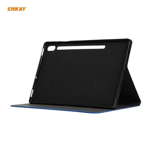 For Samsung Galaxy Tab S8 / Galaxy Tab S7 11.0 T870 / T875 ENKAY Coarse Cloth Pattern PU Leather + TPU Smart Case with Holder & Sleep / Wake-up Function(Black) - Galaxy Tab S8 Cases by ENKAY | Online Shopping UK | buy2fix
