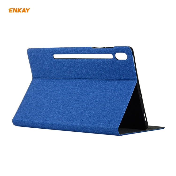 For Samsung Galaxy Tab S8 / Galaxy Tab S7 11.0 T870 / T875 ENKAY Coarse Cloth Pattern PU Leather + TPU Smart Case with Holder & Sleep / Wake-up Function(Black) - Galaxy Tab S8 Cases by ENKAY | Online Shopping UK | buy2fix