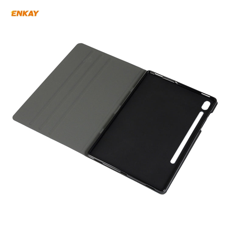 For Samsung Galaxy Tab S8 / Galaxy Tab S7 11.0 T870 / T875 ENKAY Coarse Cloth Pattern PU Leather + TPU Smart Case with Holder & Sleep / Wake-up Function(Grey) - Galaxy Tab S8 Cases by ENKAY | Online Shopping UK | buy2fix