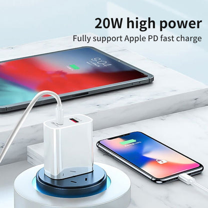 SDC-20WA+C 20W PD + QC 3.0 USB Dual Fast Charging Universal Travel Charger with Type-C / USB-C to 8 Pin Fast Charging Data Cable, UK Plug - USB Charger by buy2fix | Online Shopping UK | buy2fix
