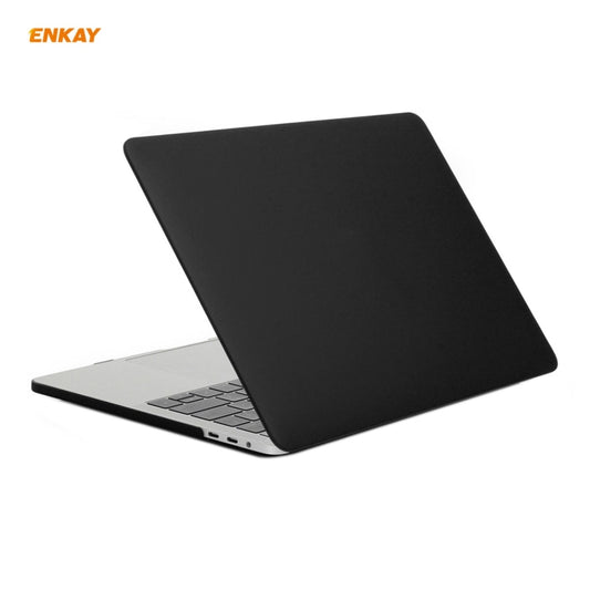ENKAY 3 in 1 Matte Laptop Protective Case + EU Version TPU Keyboard Film + Anti-dust Plugs Set for MacBook Pro 13.3 inch A1706 / A1989 / A2159 (with Touch Bar)(Black) - MacBook Pro Cases by ENKAY | Online Shopping UK | buy2fix