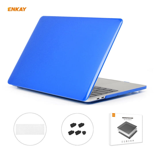 ENKAY 3 in 1 Crystal Laptop Protective Case + EU Version TPU Keyboard Film + Anti-dust Plugs Set for MacBook Pro 13.3 inch A1708 (without Touch Bar)(Dark Blue)