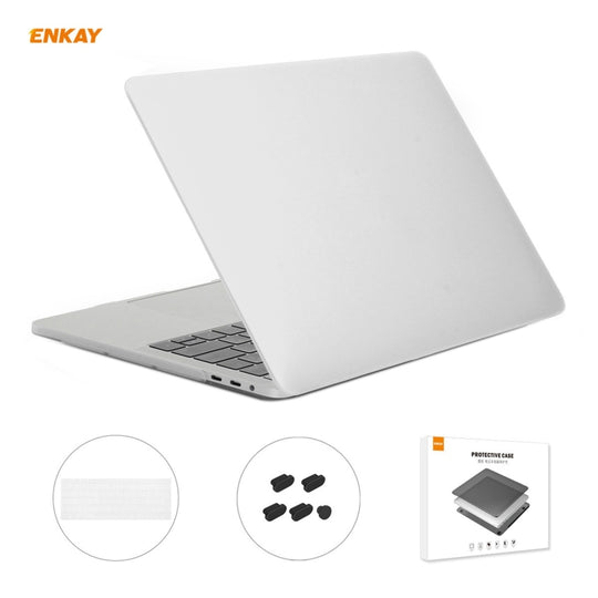 ENKAY 3 in 1 Matte Laptop Protective Case + EU Version TPU Keyboard Film + Anti-dust Plugs Set for MacBook Pro 13.3 inch A1708 (without Touch Bar)(White)