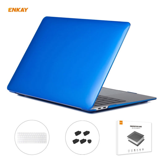 ENKAY 3 in 1 Crystal Laptop Protective Case + US Version TPU Keyboard Film + Anti-dust Plugs Set for MacBook Air 13.3 inch A1932 (2018)(Dark Blue) - MacBook Air Cases by ENKAY | Online Shopping UK | buy2fix