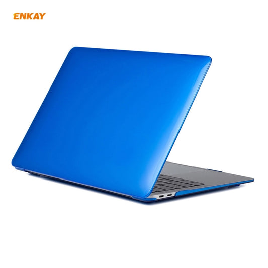 ENKAY 3 in 1 Crystal Laptop Protective Case + US Version TPU Keyboard Film + Anti-dust Plugs Set for MacBook Air 13.3 inch A1932 (2018)(Dark Blue) - MacBook Air Cases by ENKAY | Online Shopping UK | buy2fix