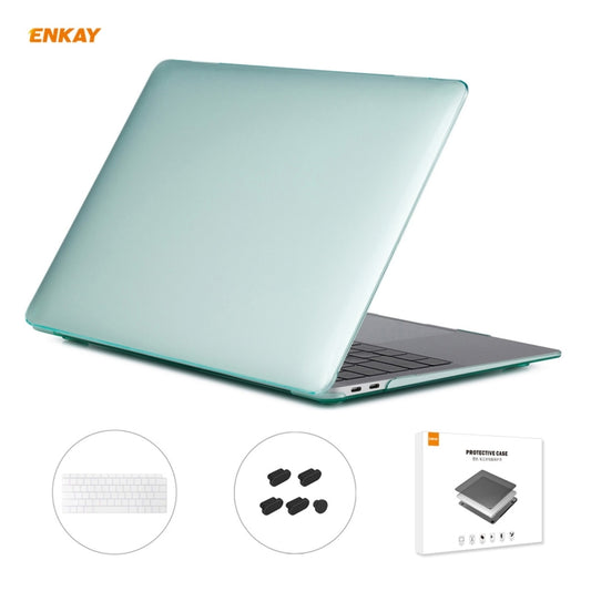 ENKAY 3 in 1 Crystal Laptop Protective Case + US Version TPU Keyboard Film + Anti-dust Plugs Set for MacBook Air 13.3 inch A1932 (2018)(Green) - MacBook Air Cases by ENKAY | Online Shopping UK | buy2fix