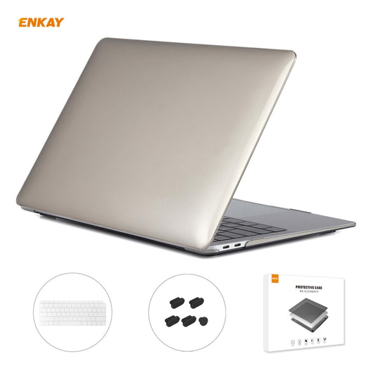 ENKAY 3 in 1 Crystal Laptop Protective Case + US Version TPU Keyboard Film + Anti-dust Plugs Set for MacBook Air 13.3 inch A1932 (2018)(Grey) - MacBook Air Cases by ENKAY | Online Shopping UK | buy2fix