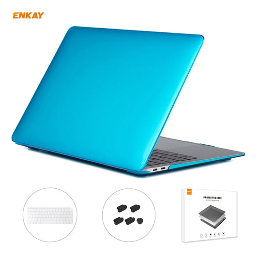 ENKAY 3 in 1 Crystal Laptop Protective Case + US Version TPU Keyboard Film + Anti-dust Plugs Set for MacBook Air 13.3 inch A1932 (2018)(Light Blue) - MacBook Air Cases by ENKAY | Online Shopping UK | buy2fix
