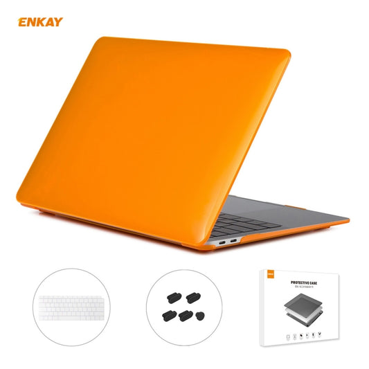 ENKAY 3 in 1 Crystal Laptop Protective Case + US Version TPU Keyboard Film + Anti-dust Plugs Set for MacBook Air 13.3 inch A1932 (2018)(Orange) - MacBook Air Cases by ENKAY | Online Shopping UK | buy2fix