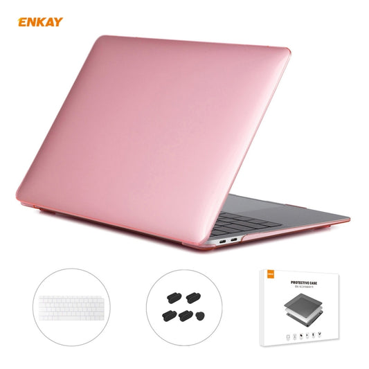 ENKAY 3 in 1 Crystal Laptop Protective Case + US Version TPU Keyboard Film + Anti-dust Plugs Set for MacBook Air 13.3 inch A1932 (2018)(Pink) - MacBook Air Cases by ENKAY | Online Shopping UK | buy2fix