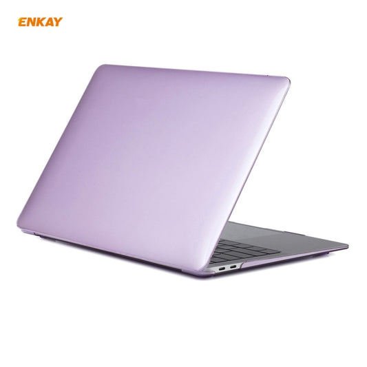 ENKAY 3 in 1 Crystal Laptop Protective Case + US Version TPU Keyboard Film + Anti-dust Plugs Set for MacBook Air 13.3 inch A1932 (2018)(Purple) - MacBook Air Cases by ENKAY | Online Shopping UK | buy2fix