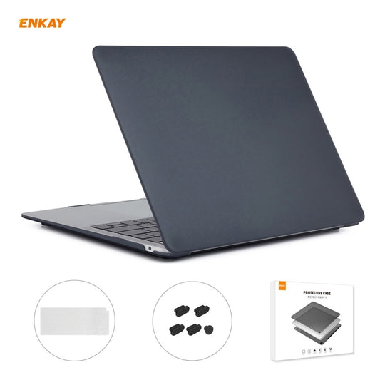 ENKAY 3 in 1 Matte Laptop Protective Case + US Version TPU Keyboard Film + Anti-dust Plugs Set for MacBook Air 13.3 inch A2179 & A2337 (2020)(Black)