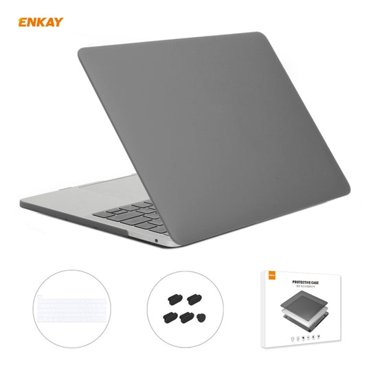 ENKAY 3 in 1 Matte Laptop Protective Case + US Version TPU Keyboard Film + Anti-dust Plugs Set for MacBook Pro 13.3 inch A2251 & A2289 & A2338 (with Touch Bar)(Grey)