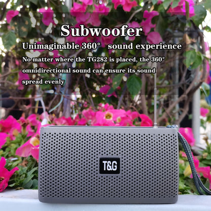 T&G TG282 Portable Bluetooth Speakers with Flashlight, Support TF Card / FM / 3.5mm AUX / U Disk / Hands-free Call(Gray) - Desktop Speaker by T&G | Online Shopping UK | buy2fix