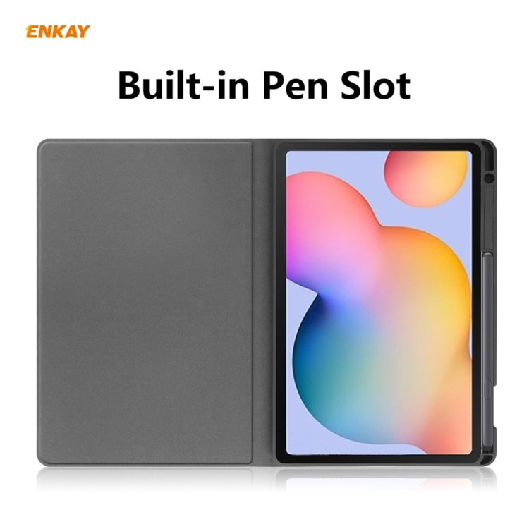 ENKAY ENK-8025 Cow Texture PU Leather + TPU Smart Case with Pen Slot for Samsung Galaxy Tab S6 Lite P610 / P615 / Tab S6 Lite 2022 / P613 / P619(Green) - Tab S6 Lite P610 / P615 by ENKAY | Online Shopping UK | buy2fix