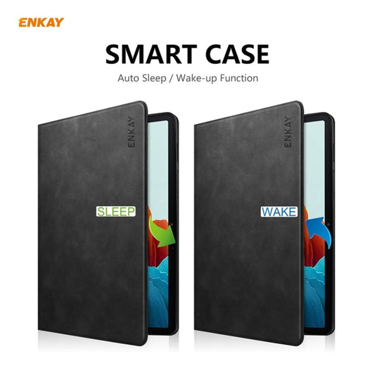 ENKAY ENK-8026 Cow Texture PU Leather + TPU Smart Case with Pen Slot for Samsung Galaxy Tab S8 / Galaxy Tab S7 11.0 T870 / T875(Black) - Galaxy Tab S8 Cases by ENKAY | Online Shopping UK | buy2fix
