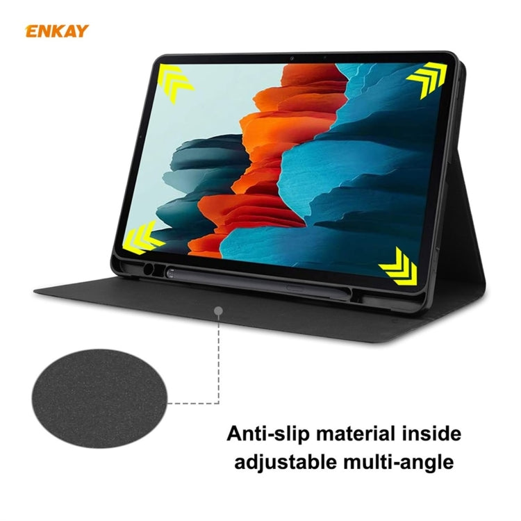 ENKAY ENK-8026 Cow Texture PU Leather + TPU Smart Case with Pen Slot for Samsung Galaxy Tab S8 / Galaxy Tab S7 11.0 T870 / T875(Black) - Galaxy Tab S8 Cases by ENKAY | Online Shopping UK | buy2fix