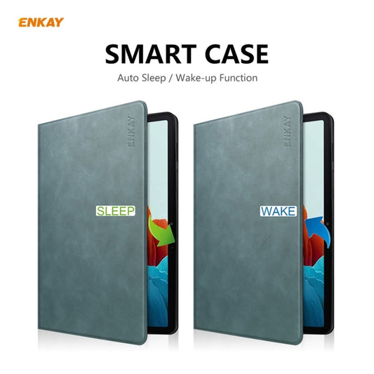 ENKAY ENK-8026 Cow Texture PU Leather + TPU Smart Case with Pen Slot for Samsung Galaxy Tab S8 / Galaxy Tab S7 11.0 T870 / T875(Green) - Galaxy Tab S8 Cases by ENKAY | Online Shopping UK | buy2fix