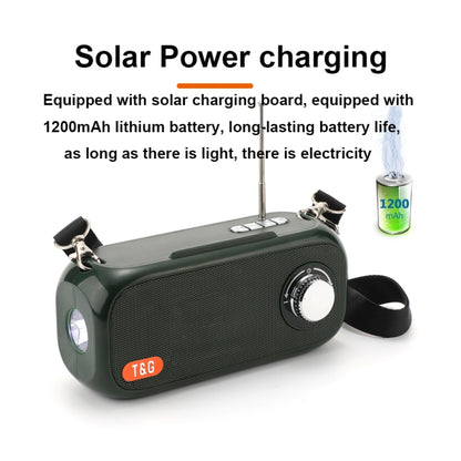 T&G TG613 TWS Solar Portable Bluetooth Speakers with LED Flashlight, Support TF Card / FM / AUX / U Disk(Gray) - Desktop Speaker by T&G | Online Shopping UK | buy2fix