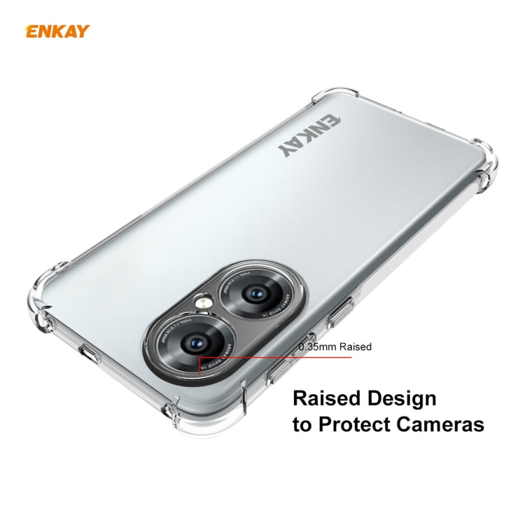 For Huawei P50 Hat-Prince ENKAY Clear TPU Shockproof Case Soft Anti-slip Cover + 0.26mm 9H 2.5D Full Glue Full Coverage Tempered Glass Protector Film - Huawei Cases by ENKAY | Online Shopping UK | buy2fix
