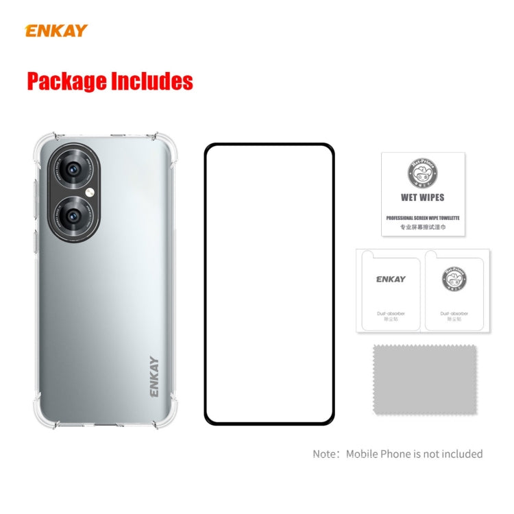 For Huawei P50 Hat-Prince ENKAY Clear TPU Shockproof Case Soft Anti-slip Cover + 0.26mm 9H 2.5D Full Glue Full Coverage Tempered Glass Protector Film - Huawei Cases by ENKAY | Online Shopping UK | buy2fix