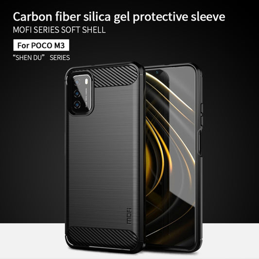 For Xiaomi Poco M3 / Redmi 9T MOFI Gentleness Series Brushed Texture Carbon Fiber Soft TPU Case(Red) by MOFI