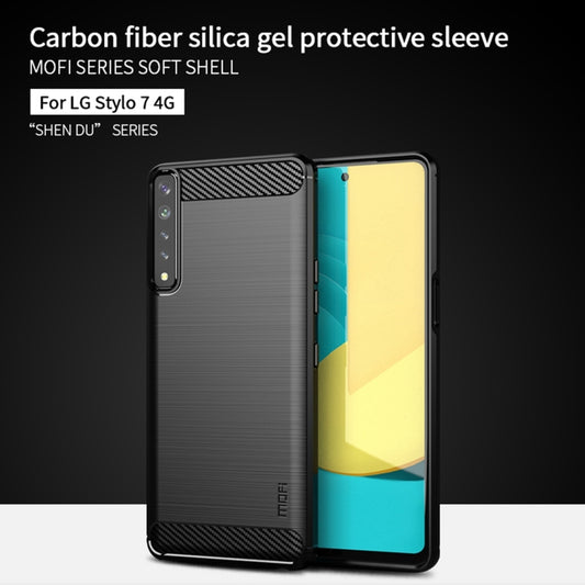 For LG Stylo 7 4G MOFI Gentleness Series Brushed Texture Carbon Fiber Soft TPU Case(Blue) - LG Cases by MOFI | Online Shopping UK | buy2fix