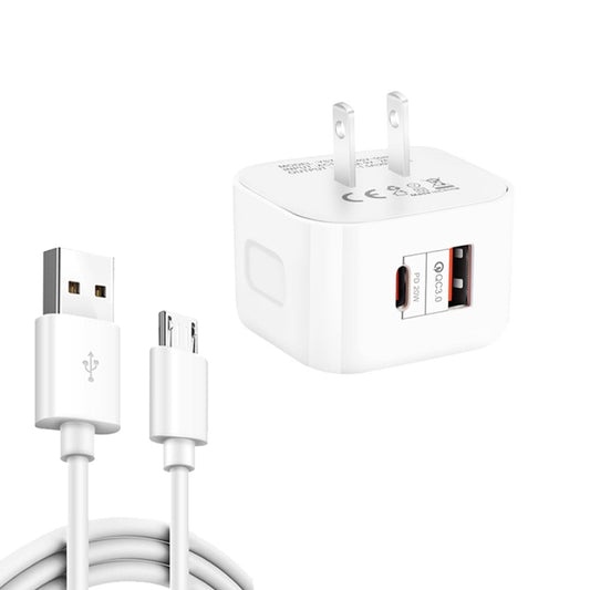 YSY-6087PD 20W PD3.0 + QC3.0 Dual Fast Charge Travel Charger with USB to Micro USB Data Cable, Plug Size:US Plug - USB Charger by buy2fix | Online Shopping UK | buy2fix