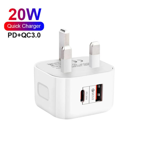 YSY-6087PD 20W PD3.0 + QC3.0 Dual Fast Charge Travel Charger with USB to Micro USB Data Cable, Plug Size:UK Plug - USB Charger by buy2fix | Online Shopping UK | buy2fix