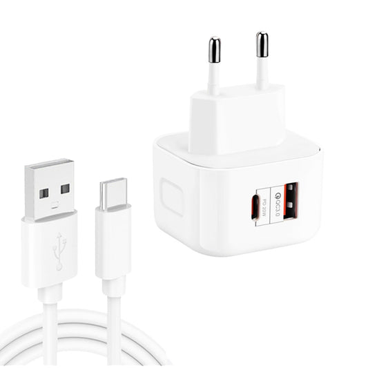 YSY-6087PD 20W PD3.0 + QC3.0 Dual Fast Charge Travel Charger with USB to Type-C Data Cable, Plug Size:EU Plug - USB Charger by buy2fix | Online Shopping UK | buy2fix