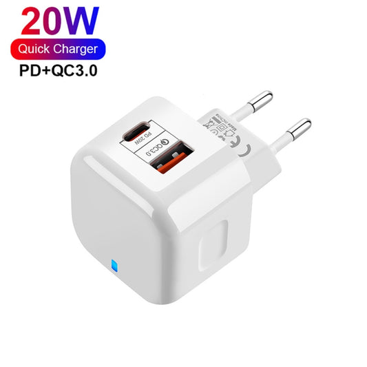 YSY-6087PD 20W PD3.0 + QC3.0 Dual Fast Charge Travel Charger with USB to Type-C Data Cable, Plug Size:EU Plug - USB Charger by buy2fix | Online Shopping UK | buy2fix