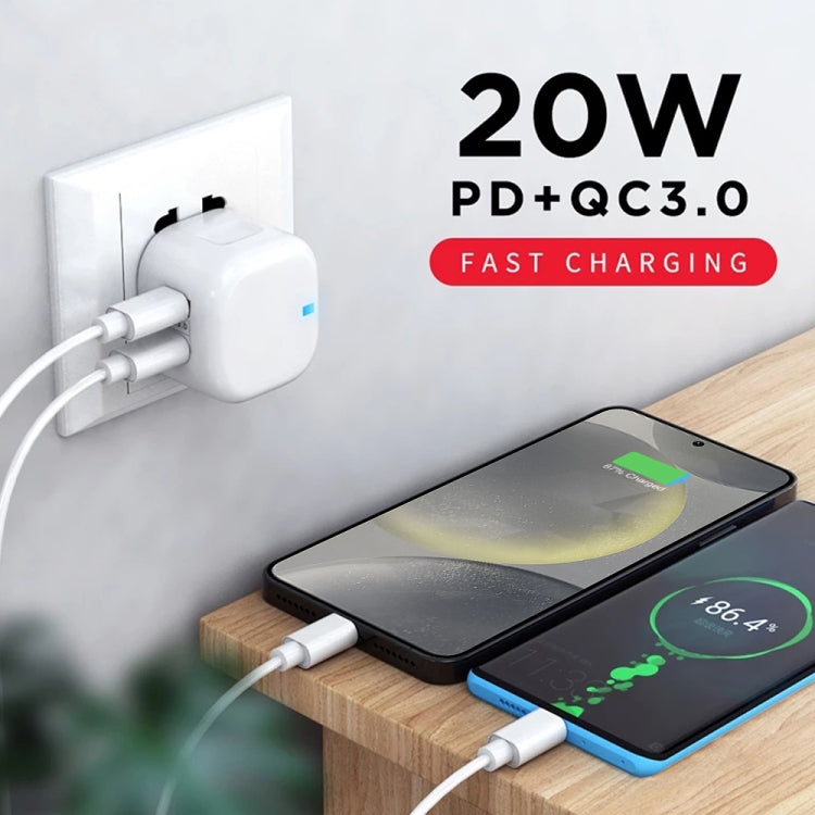 YSY-6087PD 20W PD3.0 + QC3.0 Dual Fast Charge Travel Charger with USB to Type-C Data Cable, Plug Size:EU Plug - USB Charger by buy2fix | Online Shopping UK | buy2fix