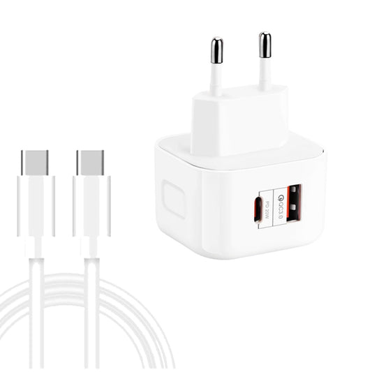 YSY-6087PD 20W PD3.0 + QC3.0 Dual Fast Charge Travel Charger with Type-C to Type-C Data Cable EU Plug - USB Charger by buy2fix | Online Shopping UK | buy2fix